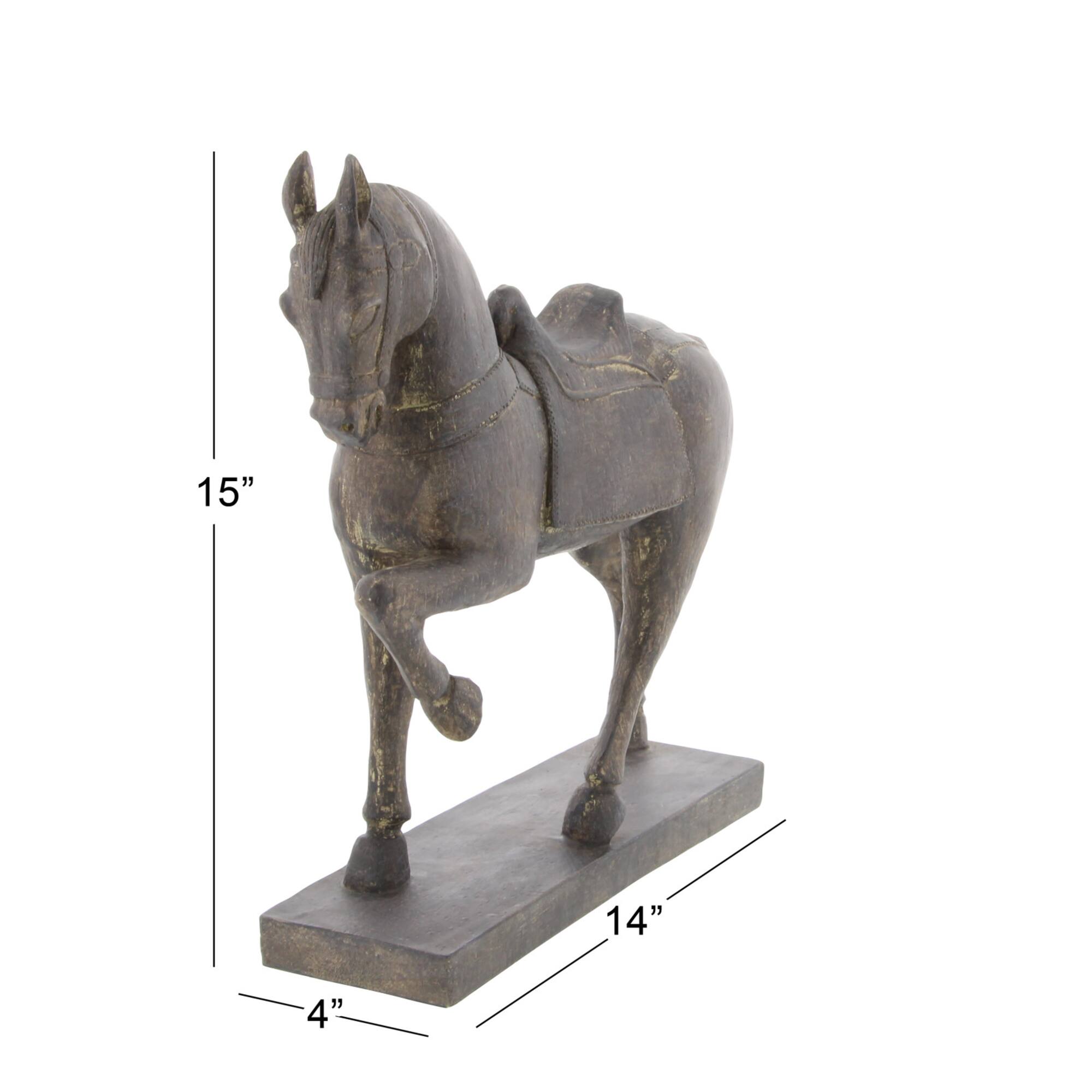 15" Brown Polystone Traditional Horse Sculpture